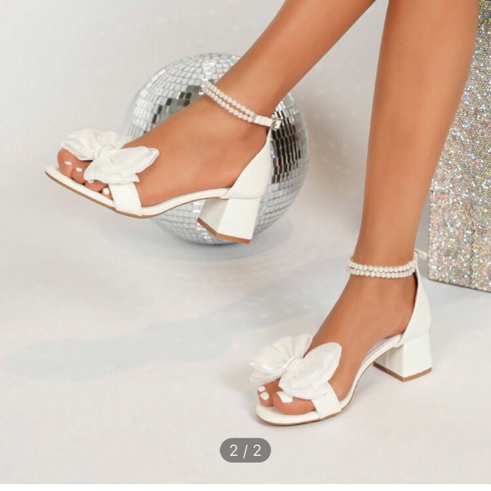 Elegant White Block Heel Sandals